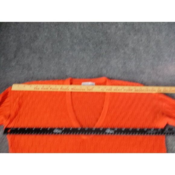 Bloomingdales V Neck Cable Knit Sweater Women Sz M Orange Silk Everyday Boho - Picture 4 of 6